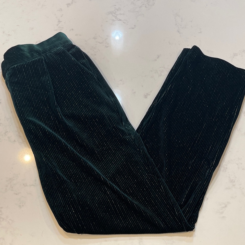 NWT See U Soon Dark Green Velvet Pants Size 6
